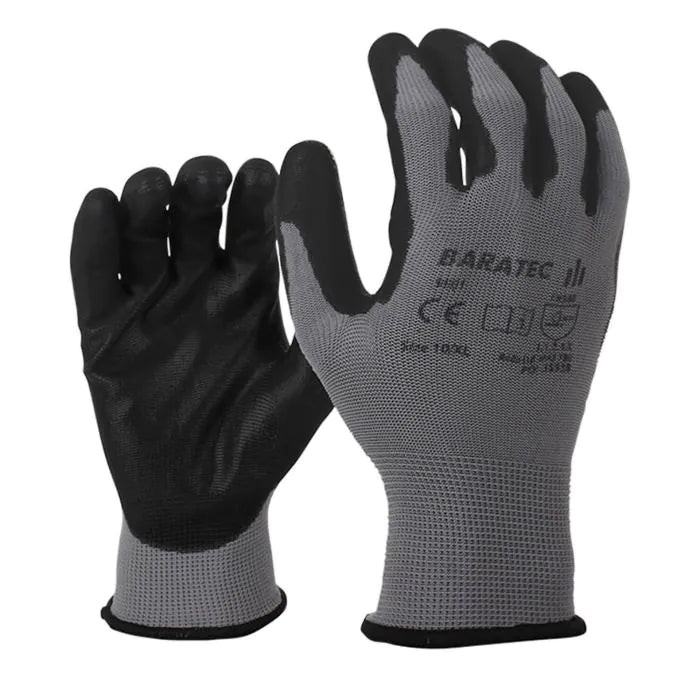 Black PU Palm Coated Knitwrist Gloves — Size L