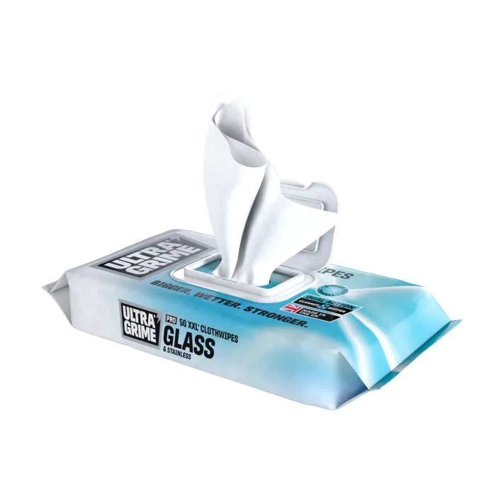 UltraGrime Pro Glass XL Wipes — Pack of 50